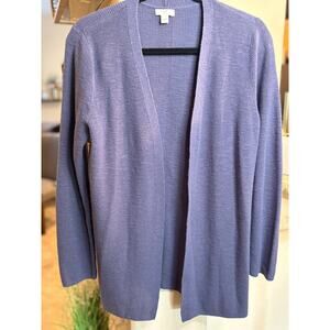 J. Jill Open Front Blue Long Sleeve Cardigan Sweater Size M 6-10